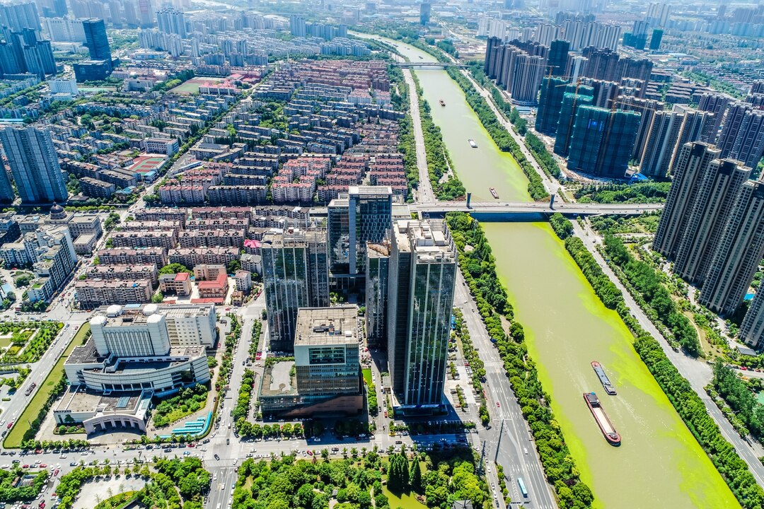 Modern mixed-use urban development with residential and commercial spaces